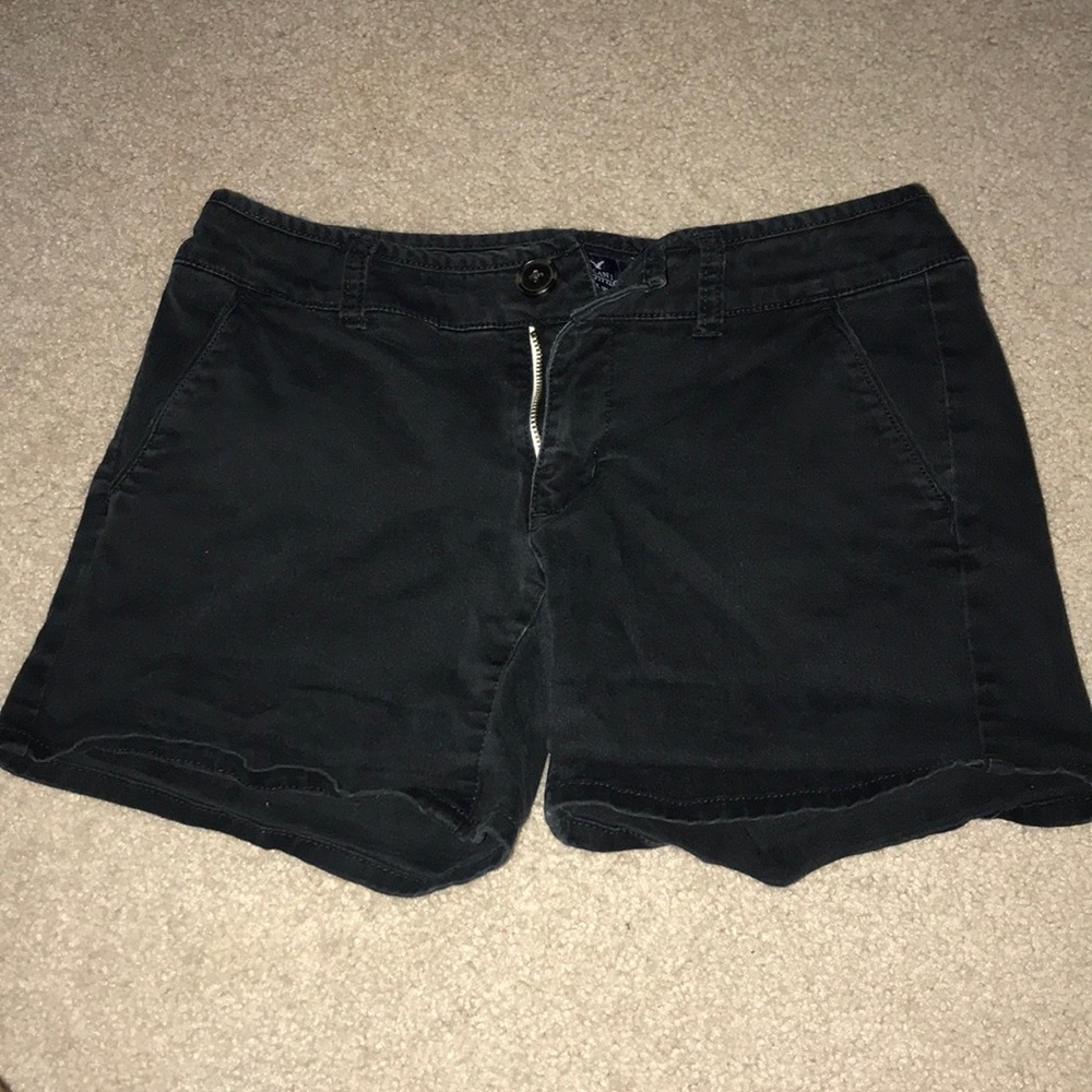 American eagle black midi shorts